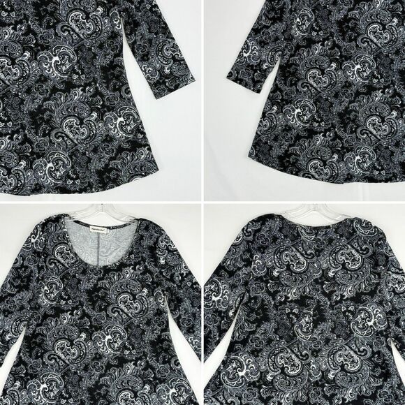 Nandashe Women 3/4 Sleeves Paisley Tunic Shirts Casual Dressy Blouse Tops Size L - Picture 12 of 16